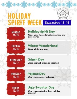 Holiday Spirit Week Flyer